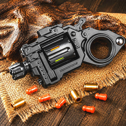 Metal Fidget Gun Toys for Adults: Stress Relief EDC Spinner Toy, Cool Revolver Fidget Toy with Ring & Slider for Finger, Mini Decompression Gadgets for Adult Men