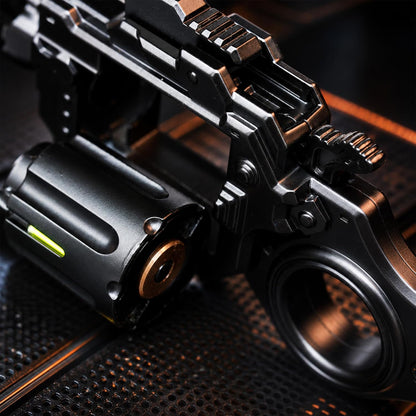 Metal Fidget Gun Toys for Adults: Stress Relief EDC Spinner Toy, Cool Revolver Fidget Toy with Ring & Slider for Finger, Mini Decompression Gadgets for Adult Men