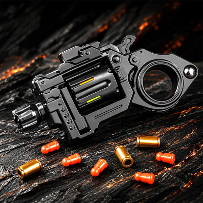 Metal Fidget Gun Toys for Adults: Stress Relief EDC Spinner Toy, Cool Revolver Fidget Toy with Ring & Slider for Finger, Mini Decompression Gadgets for Adult Men