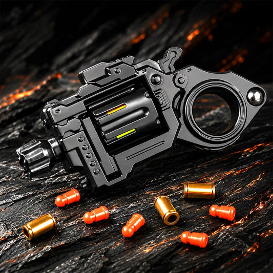 Metal Fidget Gun Toys for Adults: Stress Relief EDC Spinner Toy, Cool Revolver Fidget Toy with Ring & Slider for Finger, Mini Decompression Gadgets for Adult Men