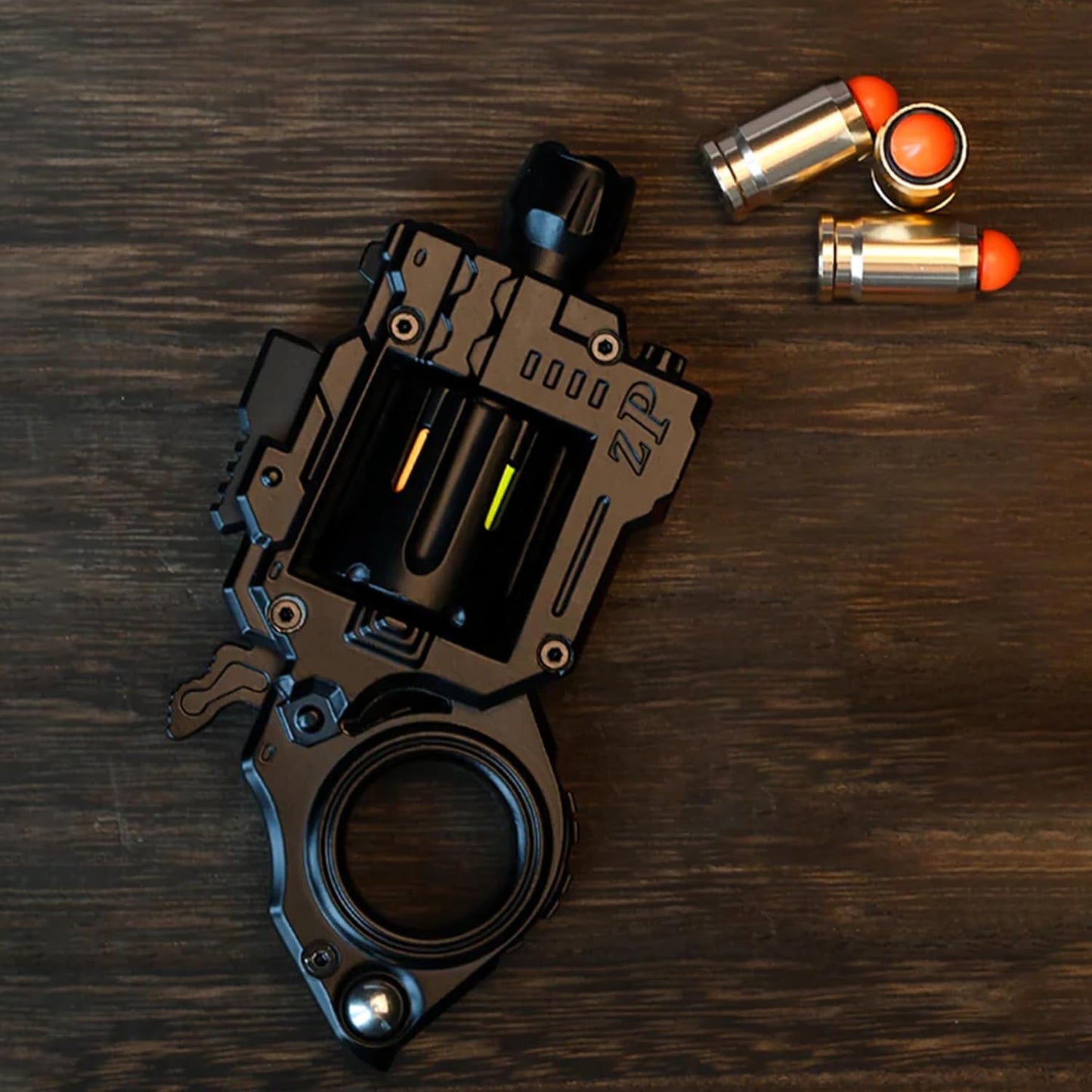 Metal Fidget Gun Toys for Adults: Stress Relief EDC Spinner Toy, Cool Revolver Fidget Toy with Ring & Slider for Finger, Mini Decompression Gadgets for Adult Men