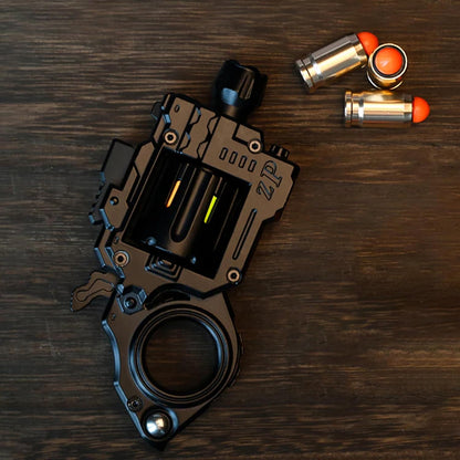 Metal Fidget Gun Toys for Adults: Stress Relief EDC Spinner Toy, Cool Revolver Fidget Toy with Ring & Slider for Finger, Mini Decompression Gadgets for Adult Men